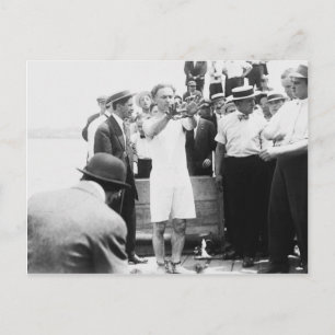 Cartão Postal Mágico Harry Houdini Overboard Box Escape 1912