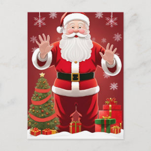 Cartão Postal 🎄 Mágico Papai Noel & Árvore de Natal ❄️ Feriado