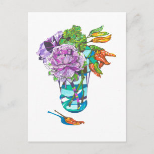 Cartão Postal Magnífico Buquê Vegetal de Outono