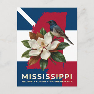 Cartão Postal Magnólia do Mississippi e Patrimônio Floral do Est