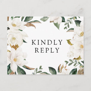 Cartão Postal Magnolia floral casamento RSVP