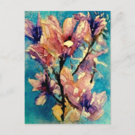 Cartão Postal Magnolia watercolor batik