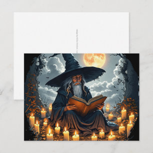 Cartão Postal Mago lendo um Livro - Wicca Halloween 2
