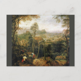 Cartão Postal Magpie sobre a forca por Pieter Bruegel