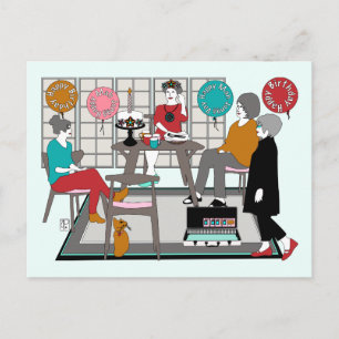 Cartão Postal Mah Jongg Cat Birthday