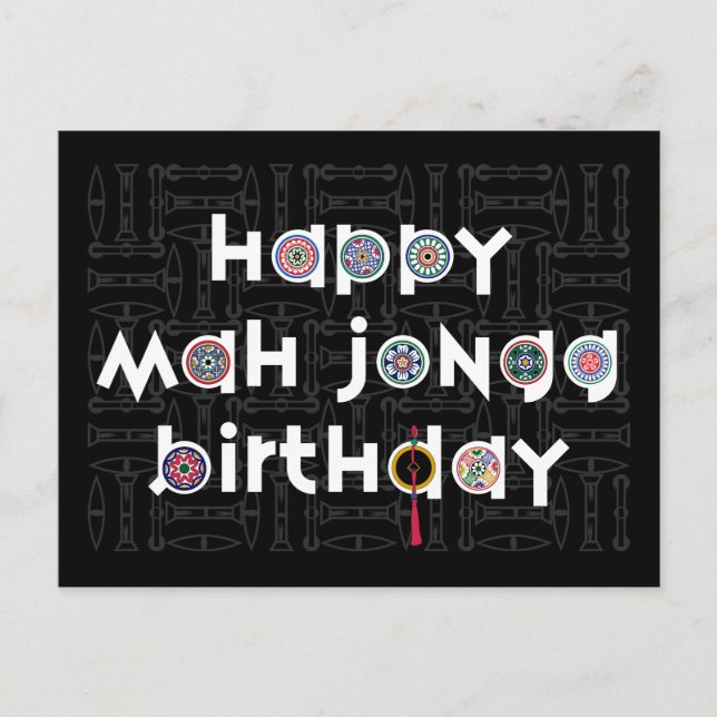 Cartão Postal Mah Jongg Dots Birthday (Frente)