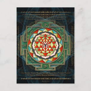 Cartão Postal Maha Lakshmi Mantra & Shri Yantra
