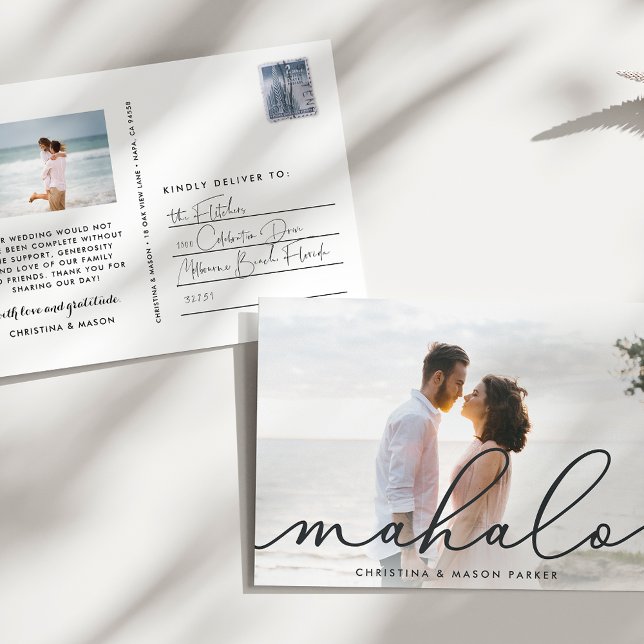 Cartão Postal Mahalo | Foto De Casamento Obrigado (Criador carregado)