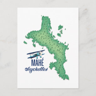 Cartão Postal Mahé, mapa da Vintage das Seychelles