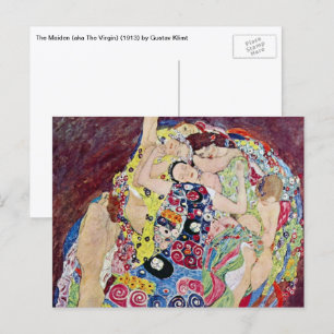 Cartão Postal Maiden (Virgem), Gustav Klimt, Vintage Art Nouveau