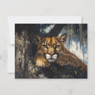 Cartão Postal Maiestoso Cougar na Floresta