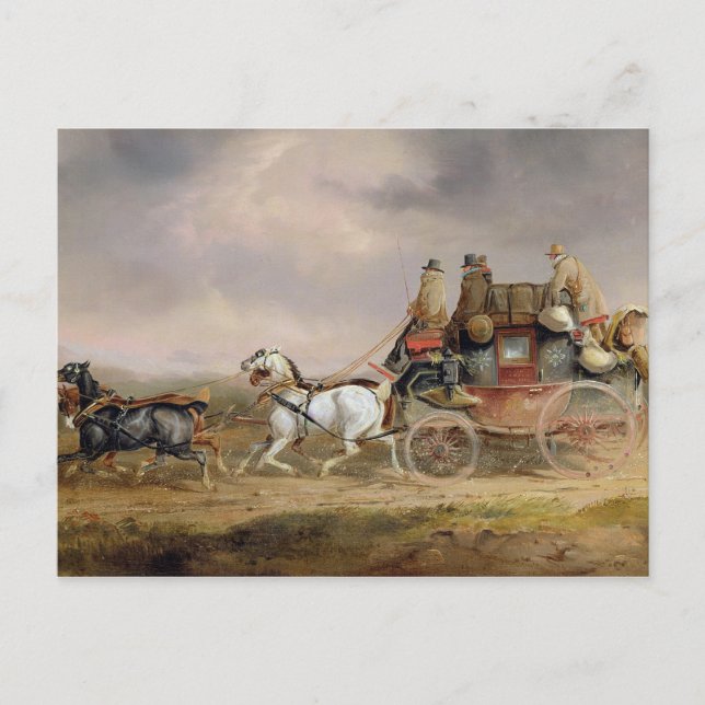 Cartão Postal Mail Coaches on Road: The Louth-London Royal M (Frente)