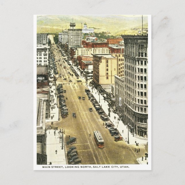 Cartão Postal Main St., Salt Lake City Antiga (Frente)
