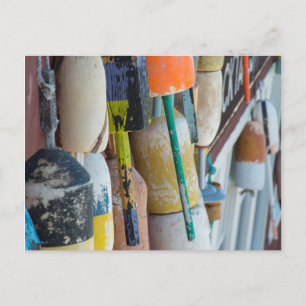 Cartão Postal Maine, Bar Harbor. Boias de lagosta coloridas