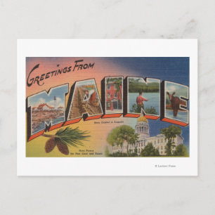 Cartão Postal Maine (Capital Estatal/Flor)Letra Large