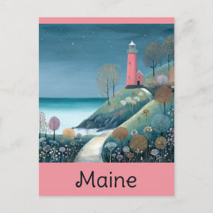 Cartão Postal Maine Coast Lighthouse Watercolor Viagem