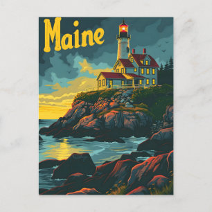Cartão Postal Maine Coastal Beacon: Majestade dos Faróis