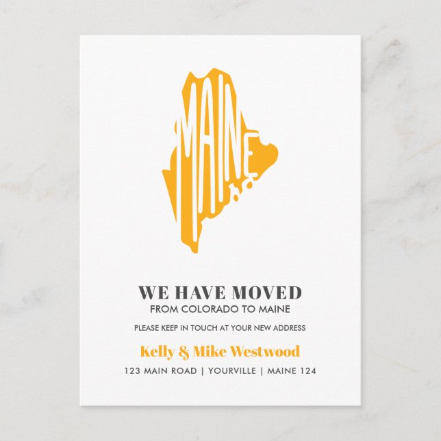 Cartão Postal MAINE Mudamos novo endereço Novo lar (Frente)