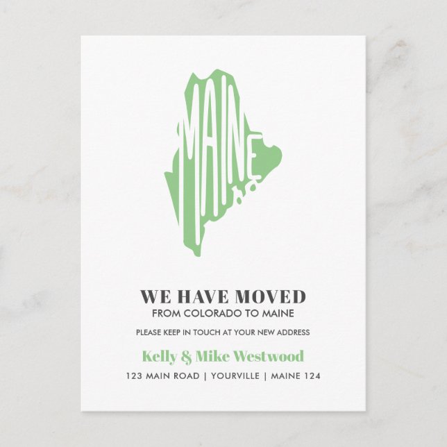 Cartão Postal MAINE Mudamos novo endereço Novo lar (Frente)