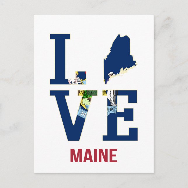 Cartão Postal Maine US State Love (Frente)