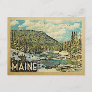 Cartão Postal Maine Viagens vintage Snowy Winter Nature