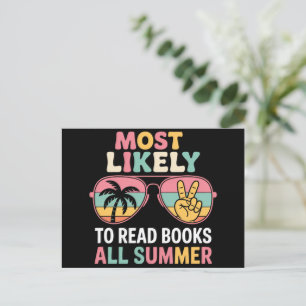 Cartão Postal Mais Propenso a Ler Livros Todo o Verão Presente p