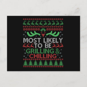 Cartão Postal Mais Provável de Grelhar e Relaxar Natal Feio Xmas