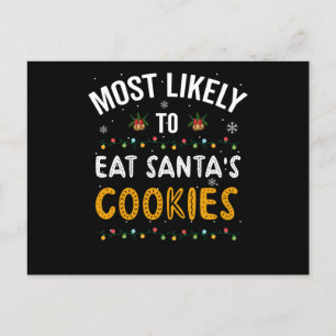 Cartão Postal Mais Provável Para Comer Cookies De Papai noel, Na