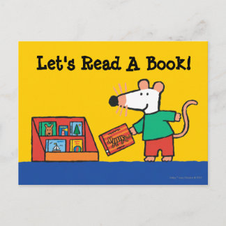 Cartão Postal Maisy com Livros de Biblioteca