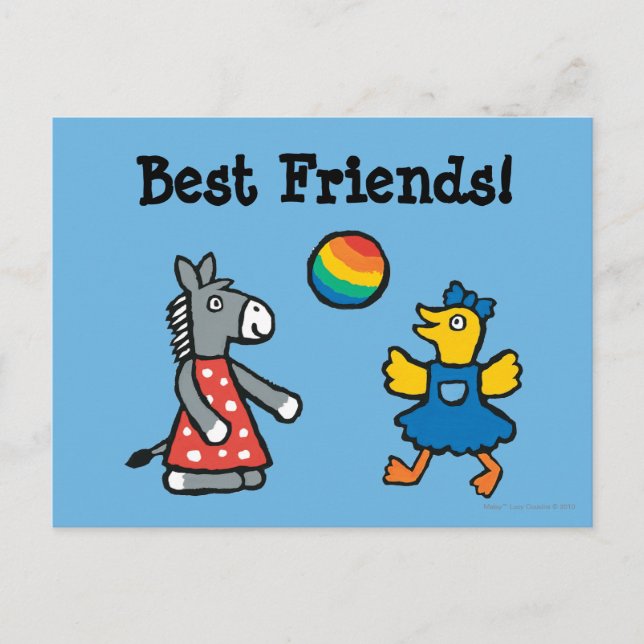 Cartão Postal Maisy na pré-escola com amigos no pátio (Frente)