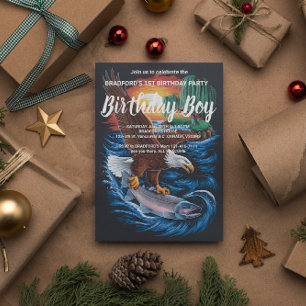 Cartão Postal Majestade no voo: Águia Sofrendo sobre Peixe