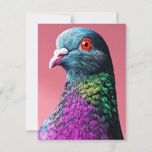 Cartão Postal Majestade Pombo Realístico Retrato de Ave Vívido