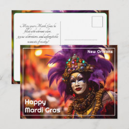 Cartão Postal 💚💜💛Majestade Roxa: Elegância de Mardi Gras