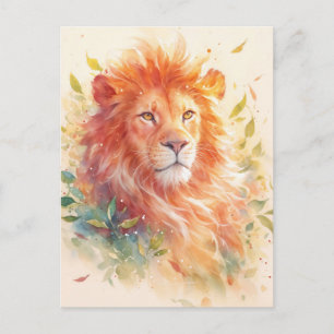 Cartão Postal Majestosa Folha de Outono de Leão Laranja