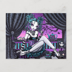Cartão Postal Makayla Adorable Faerie Tea Party Fantasy Cartão-
