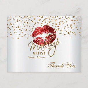 Cartão Postal Makeup Artist Red Lábios em Branco