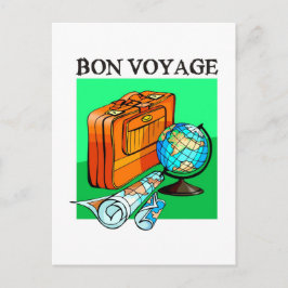 Cartão Postal Mala, bagagem, mapa e globo: Boa Viagem!