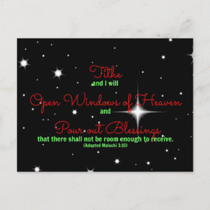 Cartão Postal Malachi Bíblia verse Tithe e eu abriremos