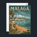 Cartão Postal Málaga em Charme Retro - Viagens Vintage<br><div class="desc">Volte no tempo com este postal vintage que mostra Málaga,  Espanha. Este postal captura a rica história e a vibrante cultura da cidade em uma ilustração vetorial retro. É uma maneira perfeita de compartilhar um toque do charme de Málaga com seus entes queridos.</div>