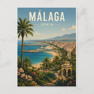 Cartão Postal Málaga Espanha Costa Del Sol Mediterrâneo Viagem �