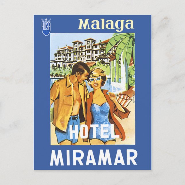 Cartão Postal Málaga - Hotel Miramar (Frente)