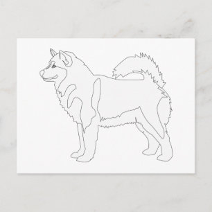 Cartão Postal Malamute do Alaska pronto para colorir e personali