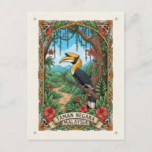 Cartão Postal Malásia Taman Negara Hornbill