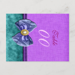 Cartão Postal Maldito casamento teal "número da mesa" roxo