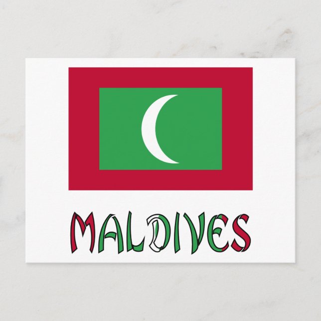 Cartão Postal Maldivas e Bandeira Maldiva (Frente)