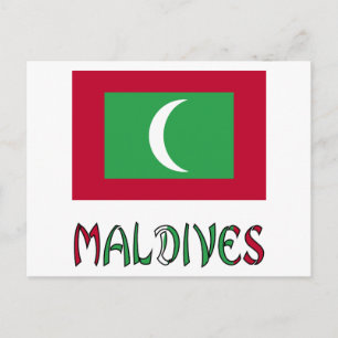 Cartão Postal Maldivas e Bandeira Maldiviana