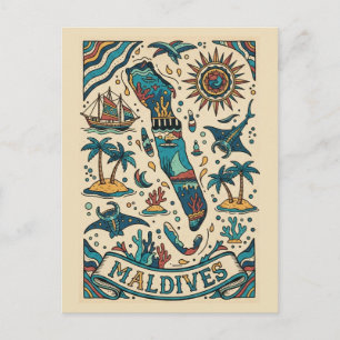 Cartão Postal Maldivas Oceano Índico