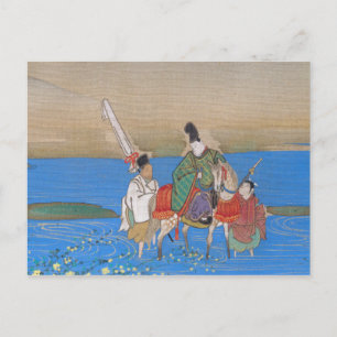 Cartão Postal Male Courtier on Horseback Crossing River (1839)