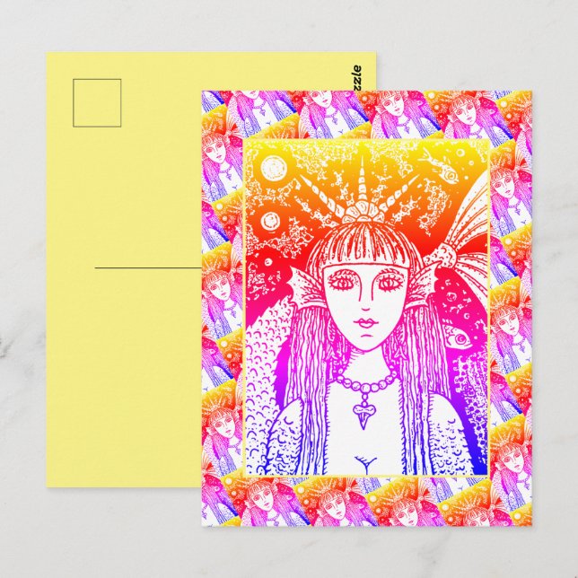CARTÃO POSTAL MALHA GÓTICA, SEIO NEGRO FANTASY WHIMSY (Frente/Verso)