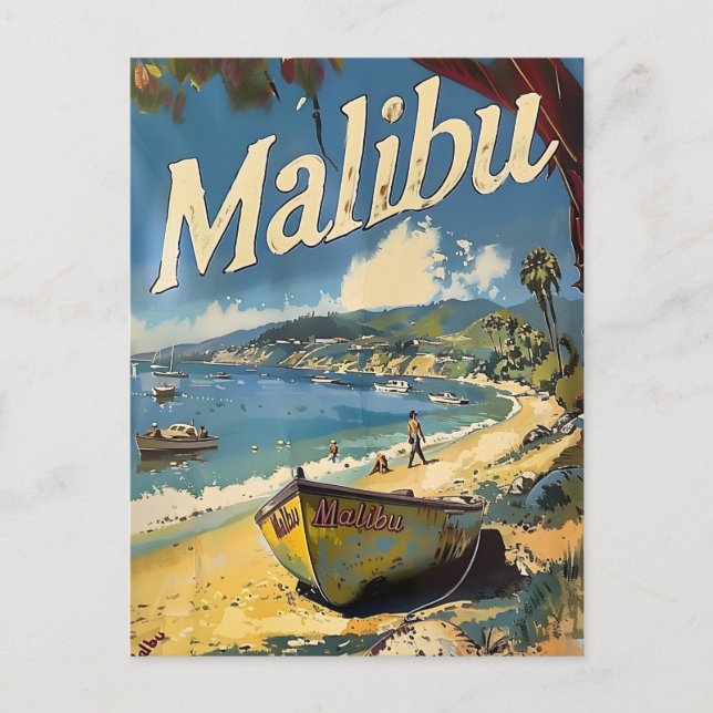 Cartão Postal Malibu Beach Vintage (Frente)